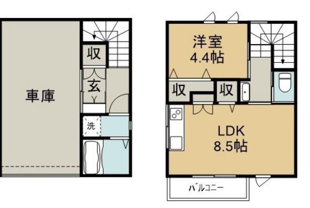 KAMI HANA(1LDK/1階)の間取り写真