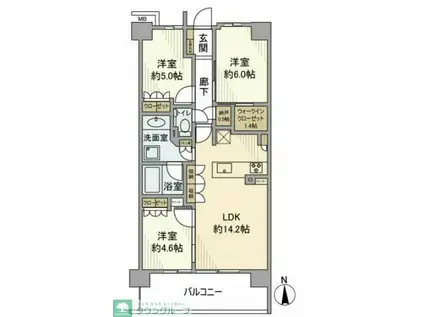 リーフィアレジデンス杉並 井草森公園(3LDK/3階)の間取り写真