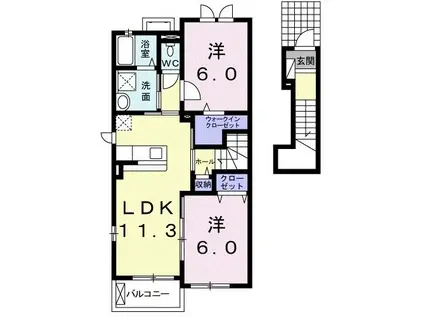 ティア コート(2LDK/2階)の間取り写真