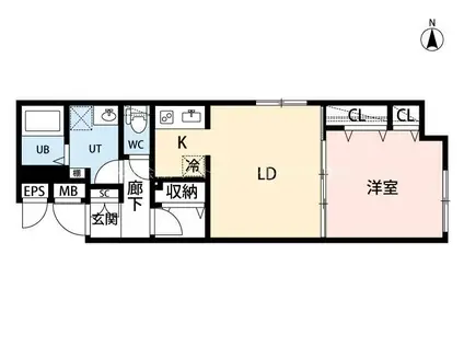 ブランシェ自由が丘(1DK/3階)の間取り写真