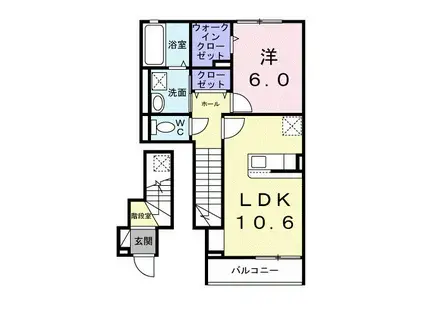 カーサバレンシア多米西町(1LDK/2階)の間取り写真