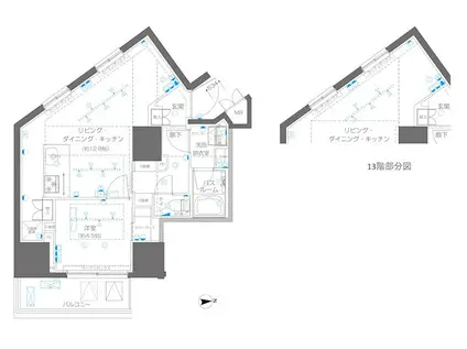 ZOOM信濃町(1LDK/11階)の間取り写真