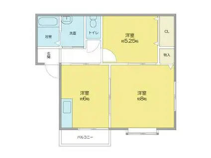 スターハイツII(2DK/2階)の間取り写真