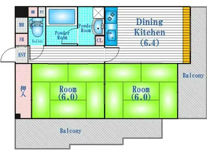 シティレジデンス福島X(2DK/5階)の間取り写真
