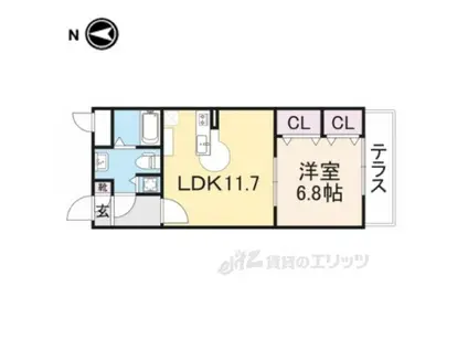 カワサキグランデージ(1LDK/1階)の間取り写真