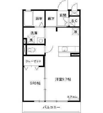 シャモニー(1LDK/2階)の間取り写真