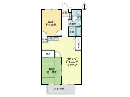 フォブール松縄(2LDK/2階)の間取り写真