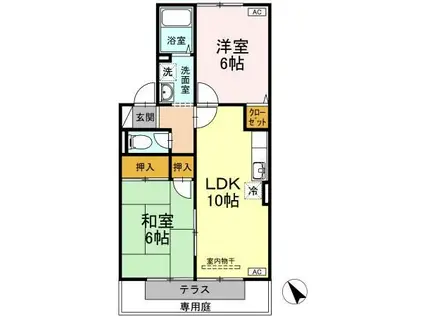 グランドール三柳II(2LDK/1階)の間取り写真