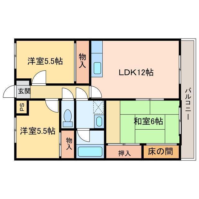 第5水野マンション(3LDK/3階)の間取り写真