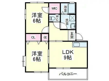 ビバリータウン林B(2LDK/1階)の間取り写真