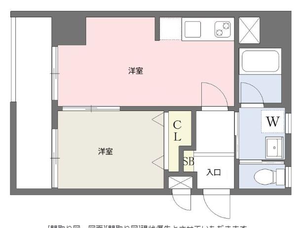 レブリアント大橋南(1LDK/2階)の間取り写真