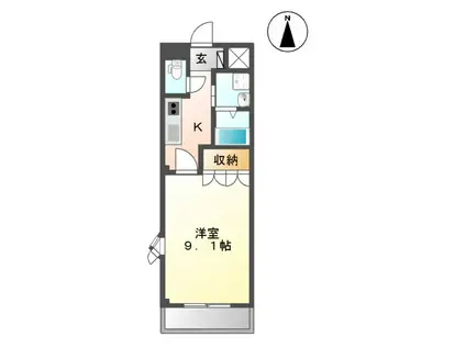 ピュアパレスII(1K/2階)の間取り写真