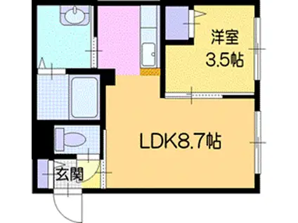 KENT COLLECTION野幌駅前(1LDK/1階)の間取り写真