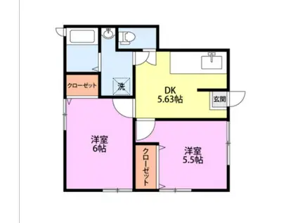 ルフィ寺尾A(2DK/1階)の間取り写真