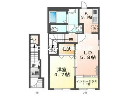 スターテラスII 瀬戸町下(1LDK/2階)の間取り写真