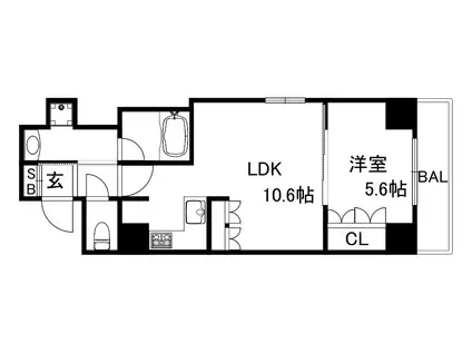 リーガル神戸三宮II(1LDK/8階)の間取り写真