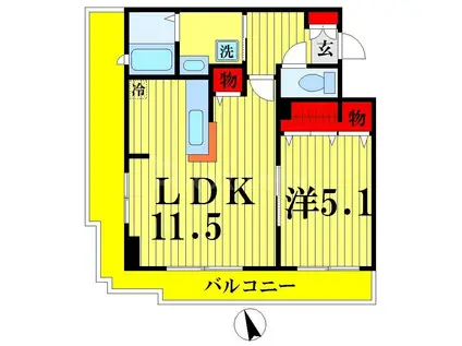 ブリスキューブ(1LDK/7階)の間取り写真