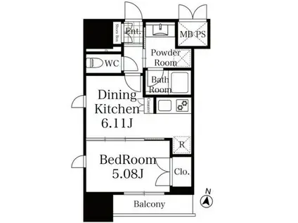 リージア上杉一丁目(1DK/3階)の間取り写真