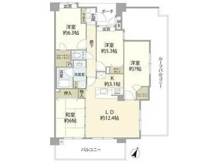 マ・トール熊谷パークテラス(4LDK/7階)の間取り写真