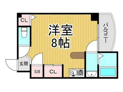 ディーシモンズ(ワンルーム/2階)の間取り写真