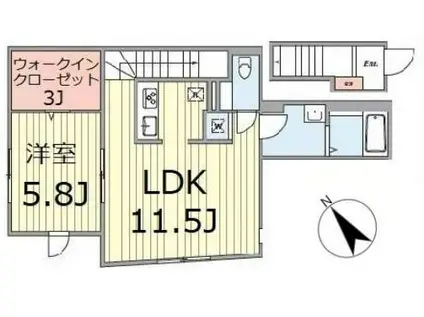 グレースK(1LDK/2階)の間取り写真