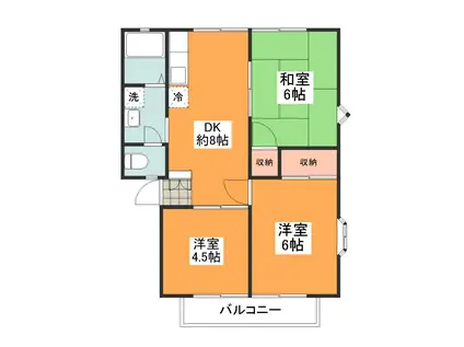 ハイツ浅見(3DK/2階)の間取り写真