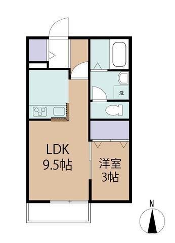 シェモア(1LDK/2階)の間取り写真
