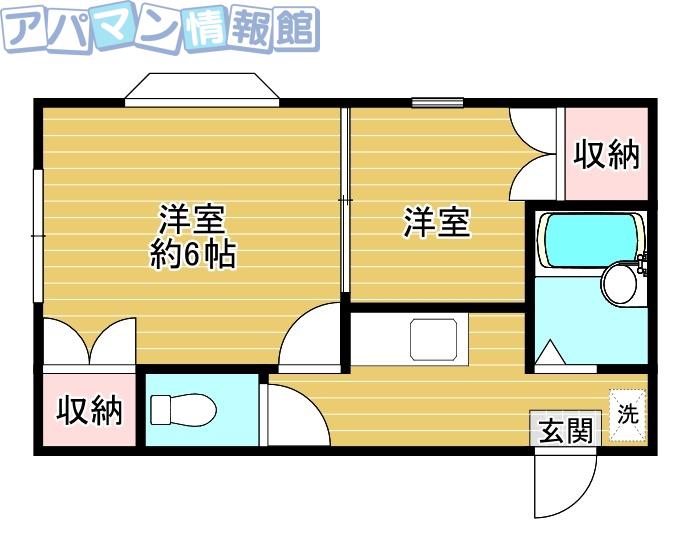 ポピア新潟I(2K/2階)の間取り写真