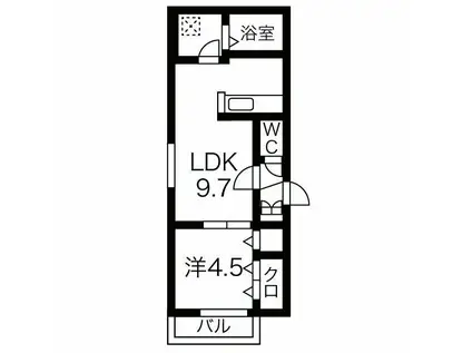 アステールN23(1LDK/1階)の間取り写真