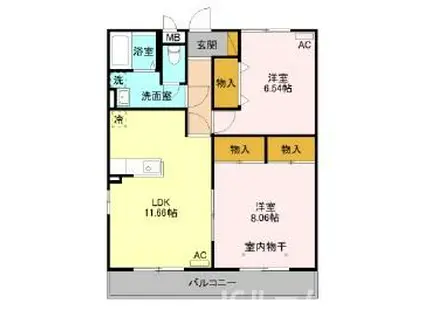 ロイヤルパレス春日山(2LDK/3階)の間取り写真