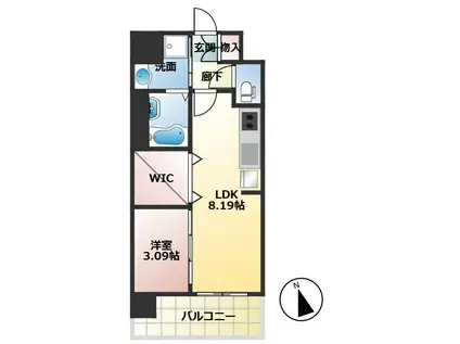 WORVE吹田江坂(1LDK/2階)の間取り写真