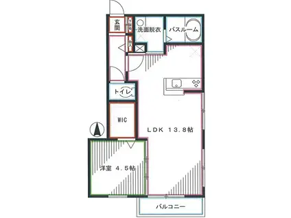 パレスみやび(1LDK/1階)の間取り写真