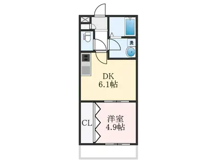 TKアンバーコート浜寺II(1DK/2階)の間取り写真