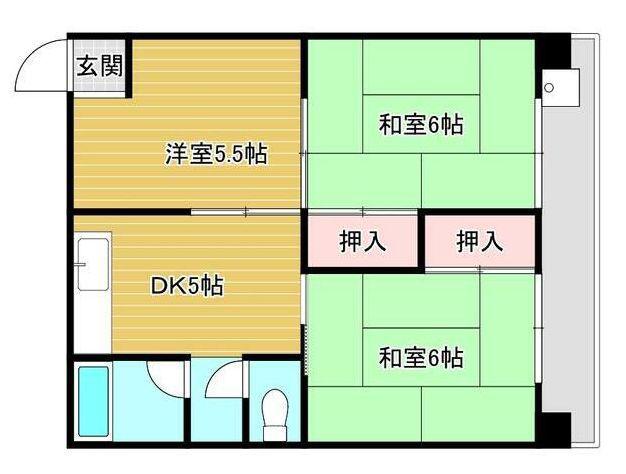 リノグランベル姫路(3DK/4階)の間取り写真