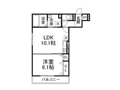吉祥院宮ノ東マンション(1LDK/2階)の間取り写真