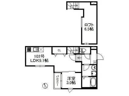 ポラリス久留米ウエスト(1LDK/1階)の間取り写真