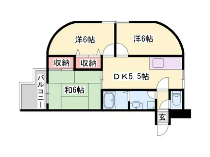 ロイヤルコーポ伊保Ⅱ(3DK/3階)の間取り写真