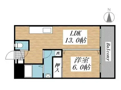 プリンセス片野II(1LDK/4階)の間取り写真