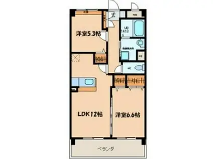 ウイングヒルズ壱番館(2LDK/3階)の間取り写真