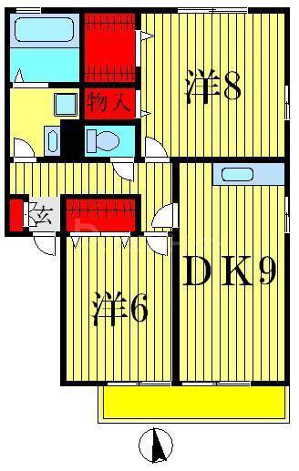 ラミアカーサMA(2DK/1階)の間取り写真