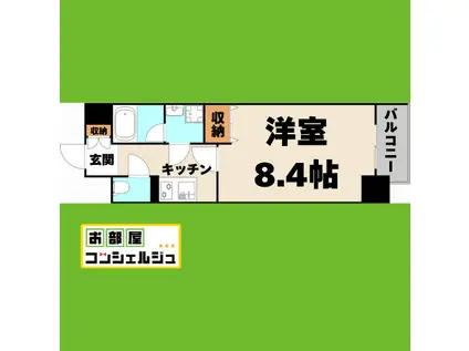 ECRIN 上前津(1K/3階)の間取り写真