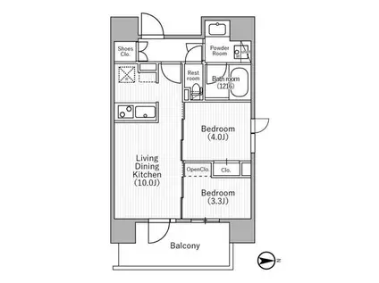 NIDO MOTOASAKUSA(2LDK/7階)の間取り写真