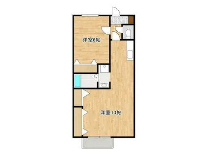 モイセス下南部(1LDK/2階)の間取り写真