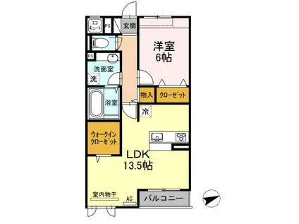 セレーノ空(1LDK/3階)の間取り写真