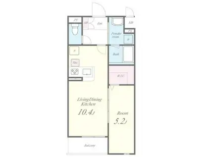 メゾン北綾瀬(1LDK/2階)の間取り写真