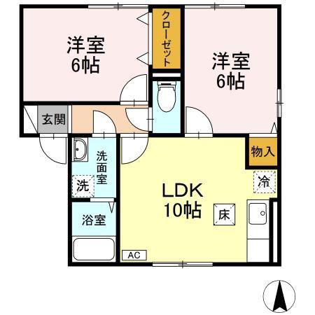 セジュールエルピス(2LDK/1階)の間取り写真