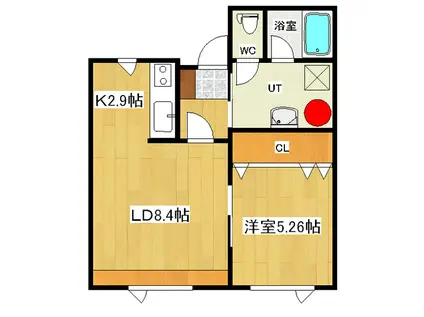 北進町 進和ハイツ8(1LDK/2階)の間取り写真