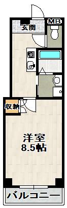 クリアコート谷垣(1K/4階)の間取り写真