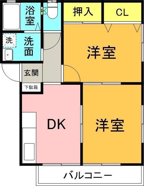 ハイツ ボヌール(2DK/1階)の間取り写真