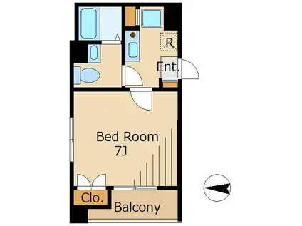 サンパティーク(1K/4階)の間取り写真
